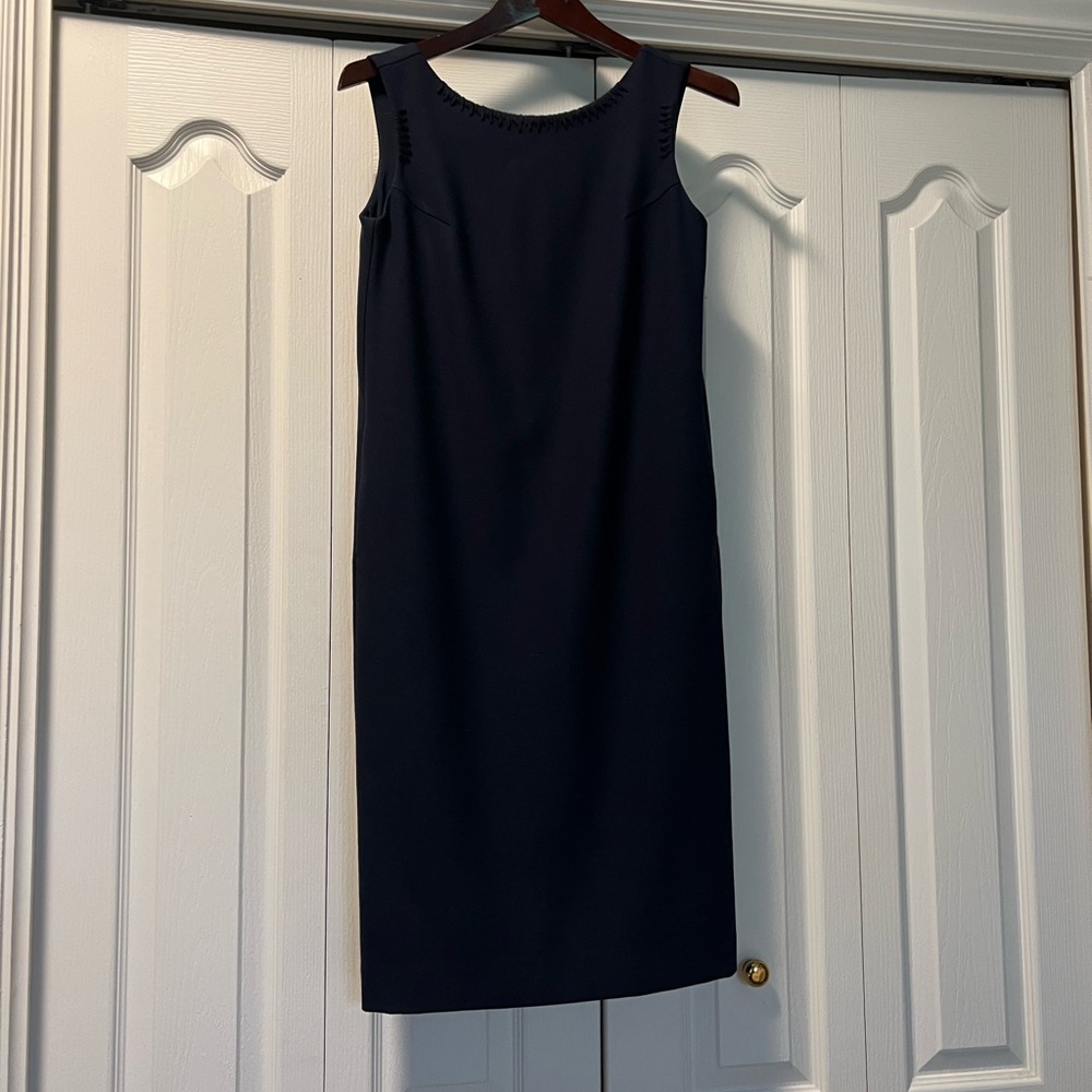 Sleeveless Navy Midi Sheath Dress